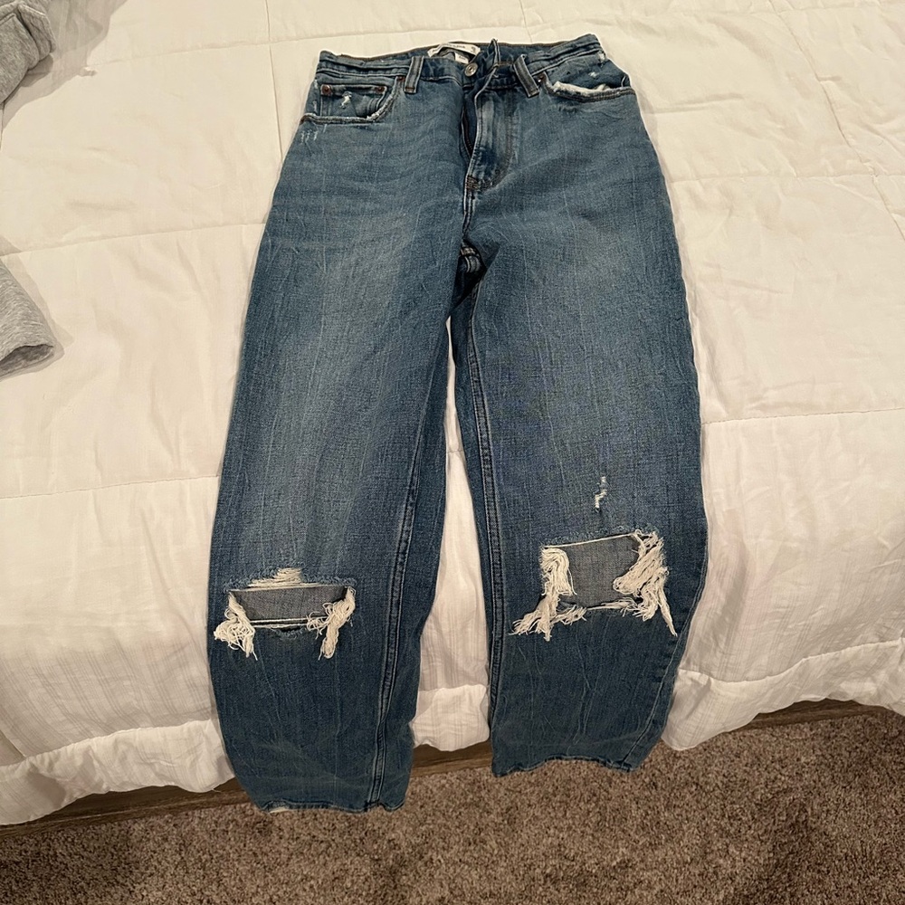 Abercrombie & Fitch Blue Distressed Boyfriend Jeans